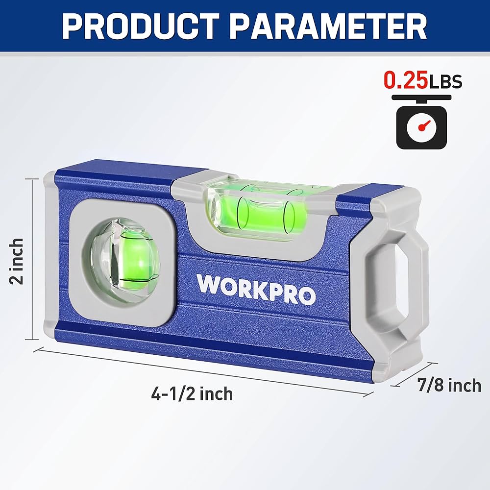 WORKPRO Small Level, 4-1/2 Inch Mini Level Tool, Magnetic